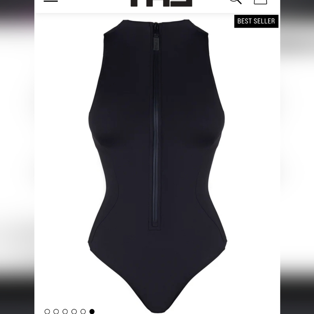 Black Zip Swim One Piece, TA3 Surfy Swimsuit, TA3 Sleeveless Surfy Swimsuit - Picture 2 of 8